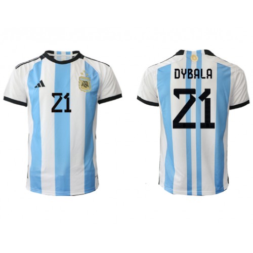 Fotballdrakt Herre Argentina Paulo Dybala #21 Hjemmedrakt VM 2022 Kortermet